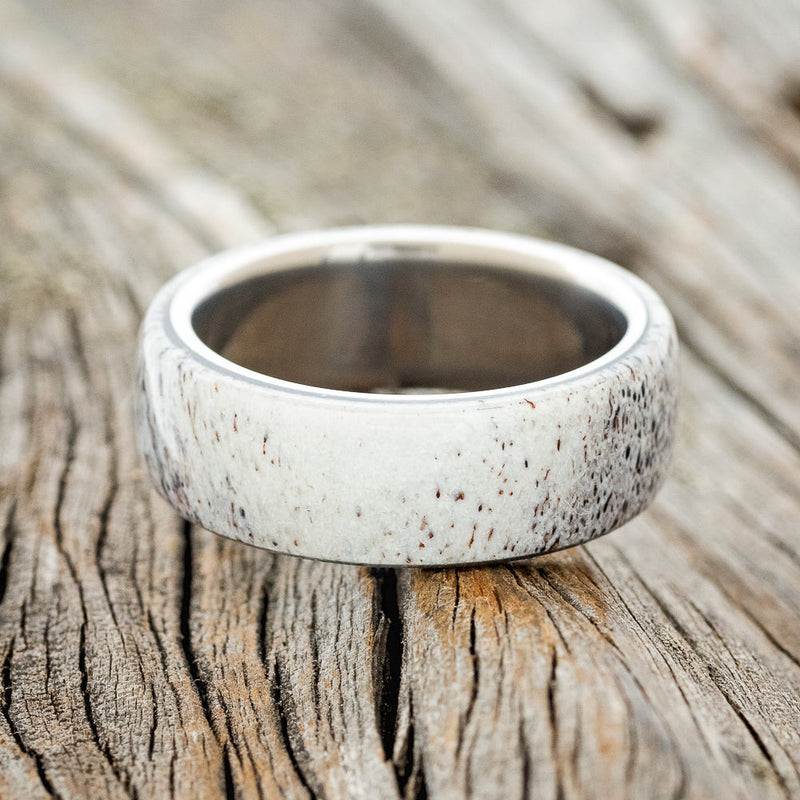 "HAVEN" - ANTLER WEDDING BAND - TITANIUM - SIZE 8-3