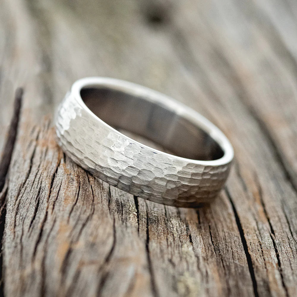 DOMED PROFILE WEDDING BAND WITH HAMMERED FINISH - TITANIUM (6MM) - SIZE 14-3