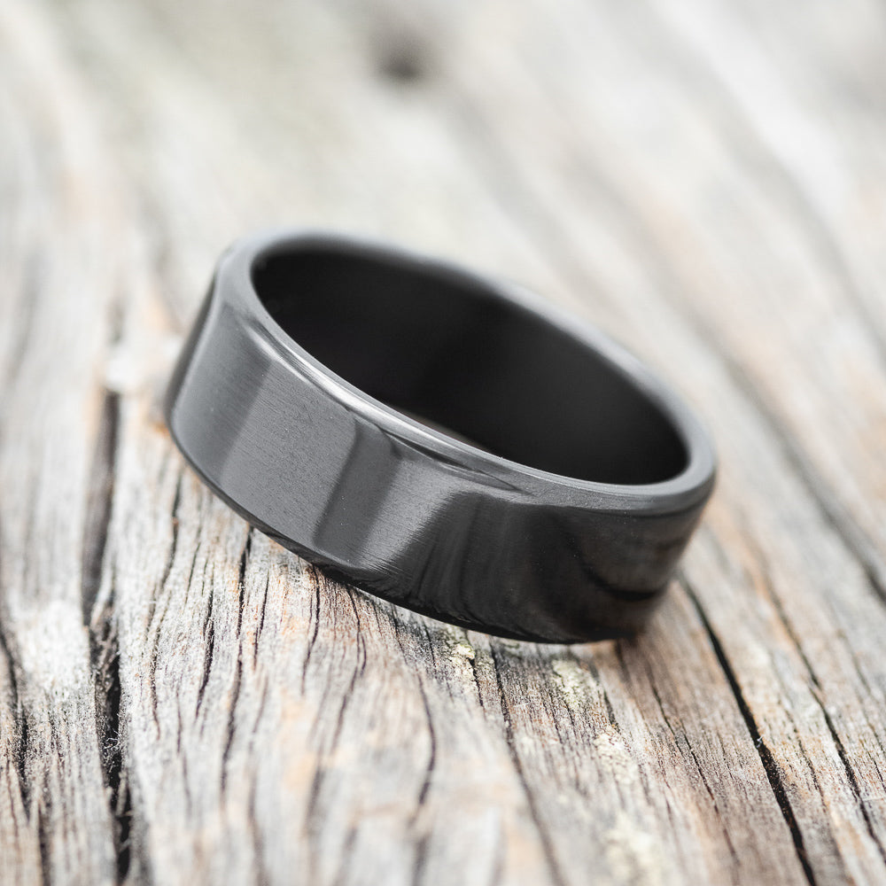 Solid Metal Wedding Band With A Polish Finish - Black Zirconium - Size 9-Staghead Designs