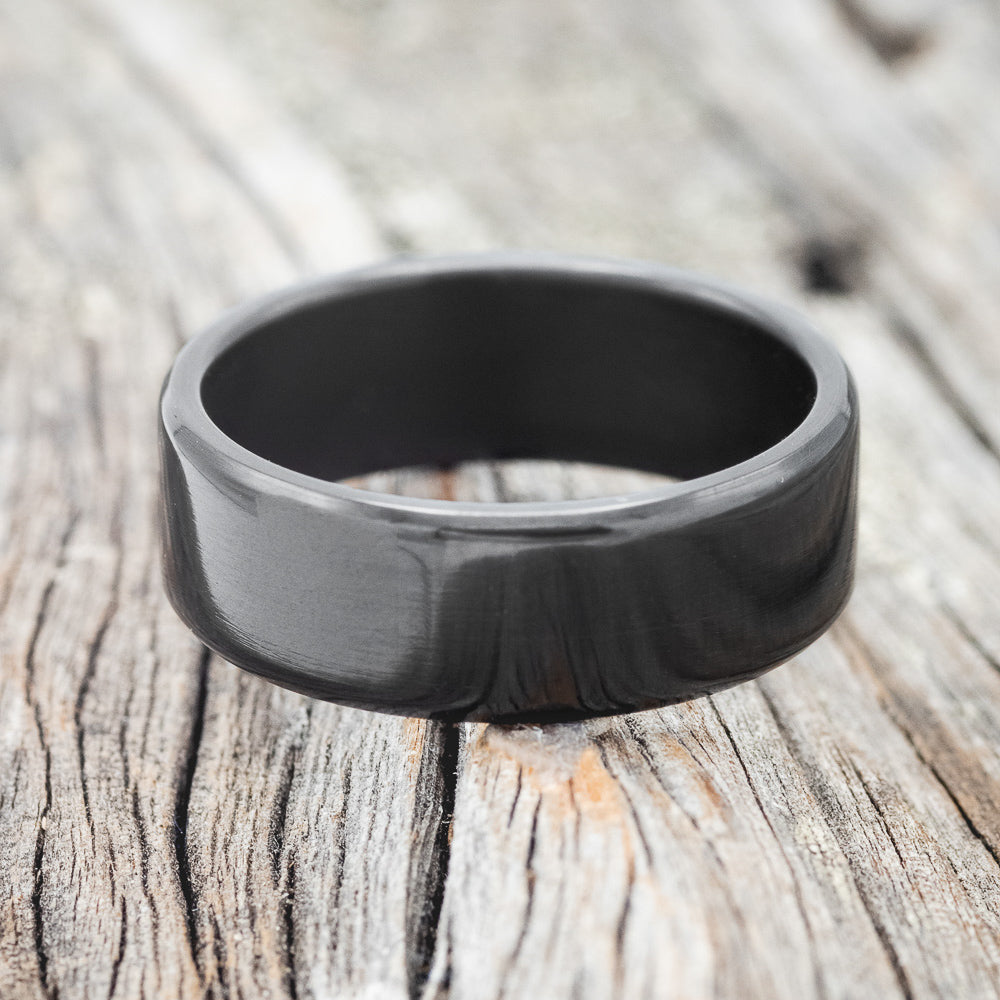 Solid Metal Wedding Band With A Polish Finish - Black Zirconium - Size 9-Staghead Designs