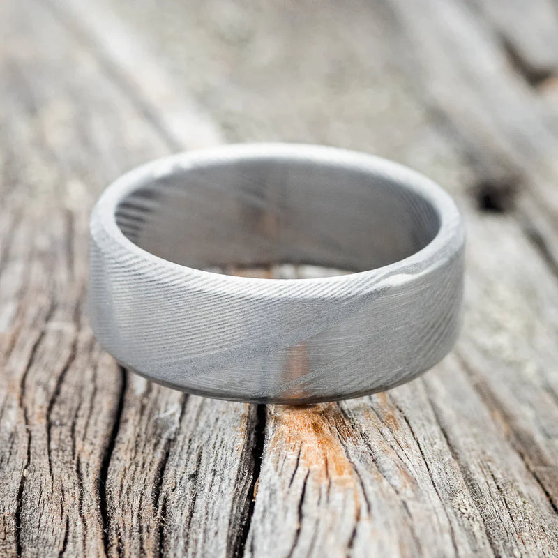 HAND-FORGED DAMASCUS STAINLESS STEEL WEDDING BAND- DAMASCUS STEEL(6MM) - SIZE 9