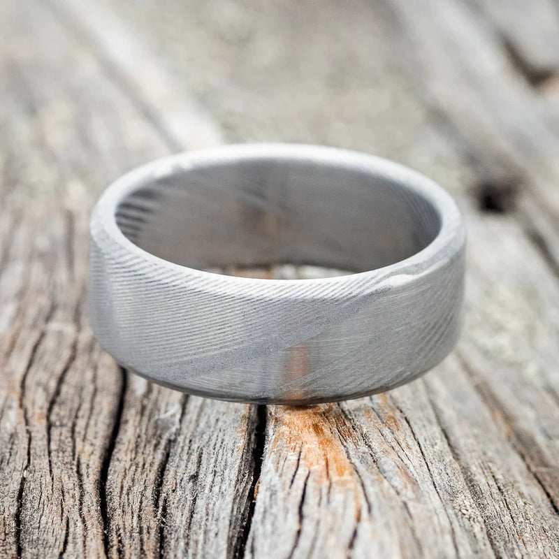 HAND-FORGED DAMASCUS STAINLESS STEEL WEDDING BAND - DAMASCUS STEEL - SIZE 9 1/4-3