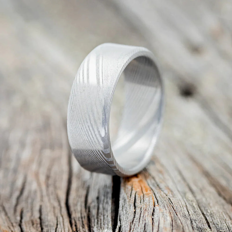 HAND-FORGED DAMASCUS STAINLESS STEEL WEDDING BAND - DAMASCUS STEEL - SIZE 9 1/4-1