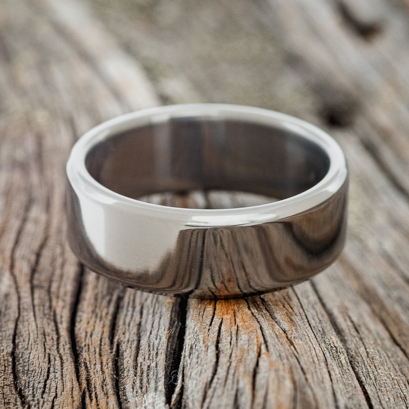 SOLID METAL WEDDING BAND WITH A CUSTOM FINISH-Staghead Designs