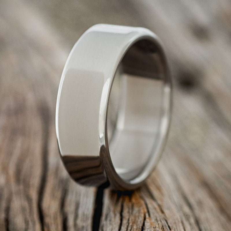 SOLID METAL WEDDING BAND WITH A CUSTOM FINISH-Staghead Designs