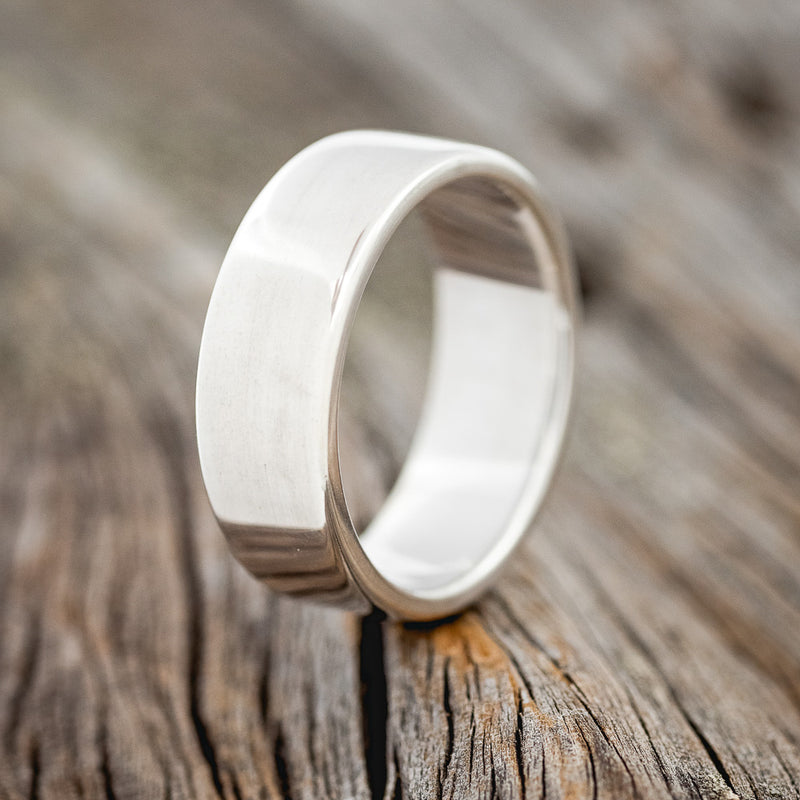 SOLID METAL WEDDING BAND WITH A CUSTOM FINISH-Staghead Designs