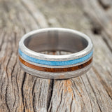 "COSMO" - IRONWOOD & TURQUOISE WEDDING BAND - READY TO SHIP