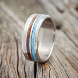 "COSMO" - IRONWOOD & TURQUOISE WEDDING BAND - READY TO SHIP