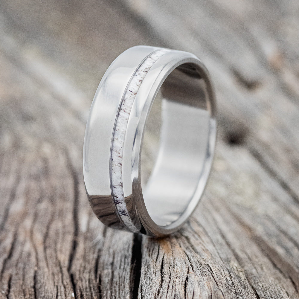 "VERTIGO" - WEDDING BAND WITH SINGLE INLAY-Staghead Designs