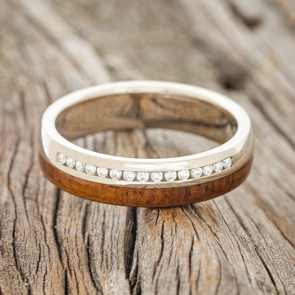 KOA WOOD & ROUND CUT DIAMONDS WEDDING BAND-Staghead Designs