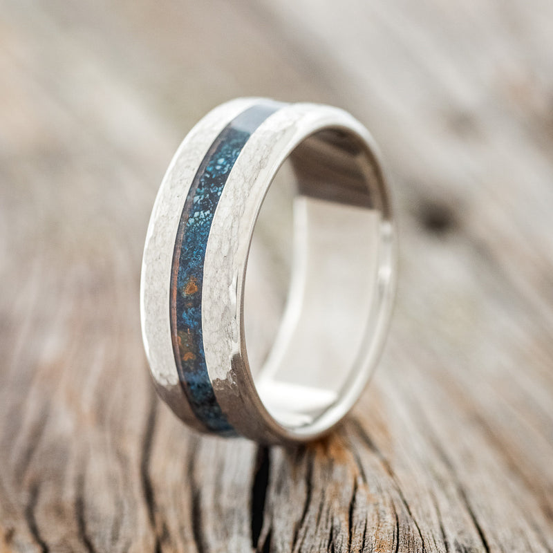 "NIRVANA" - CENTERED PATINA COPPER INLAY WEDDING BAND - READY TO SHIP