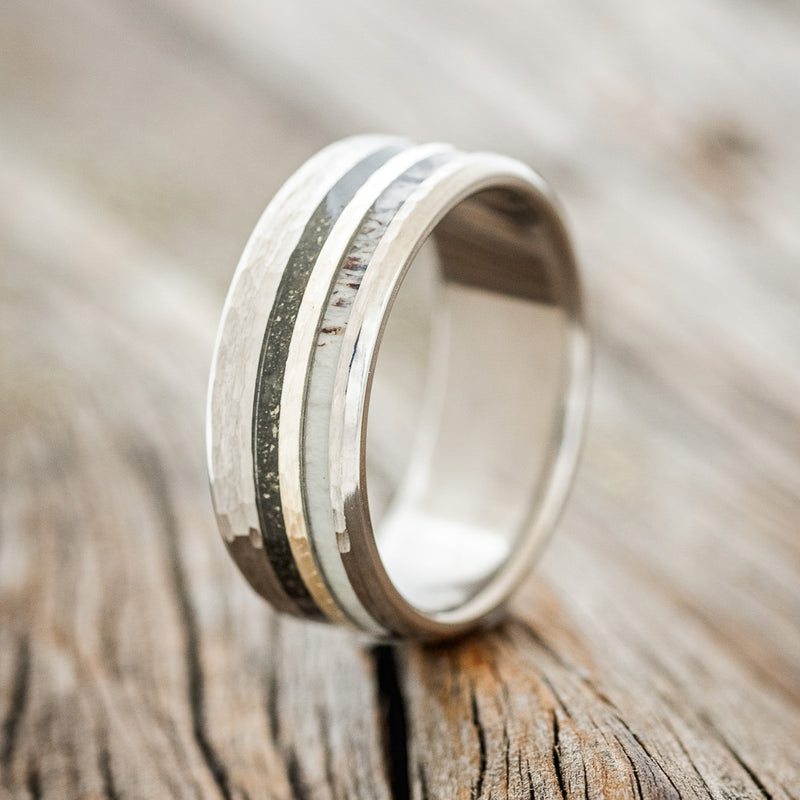 "COSMO" - PYRITE & ANTLER WEDDING RING - READY TO SHIP