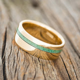 "VERTIGO" - MALACHITE WEDDING BAND - 14K YELLOW GOLD - SIZE 6 1/4-2