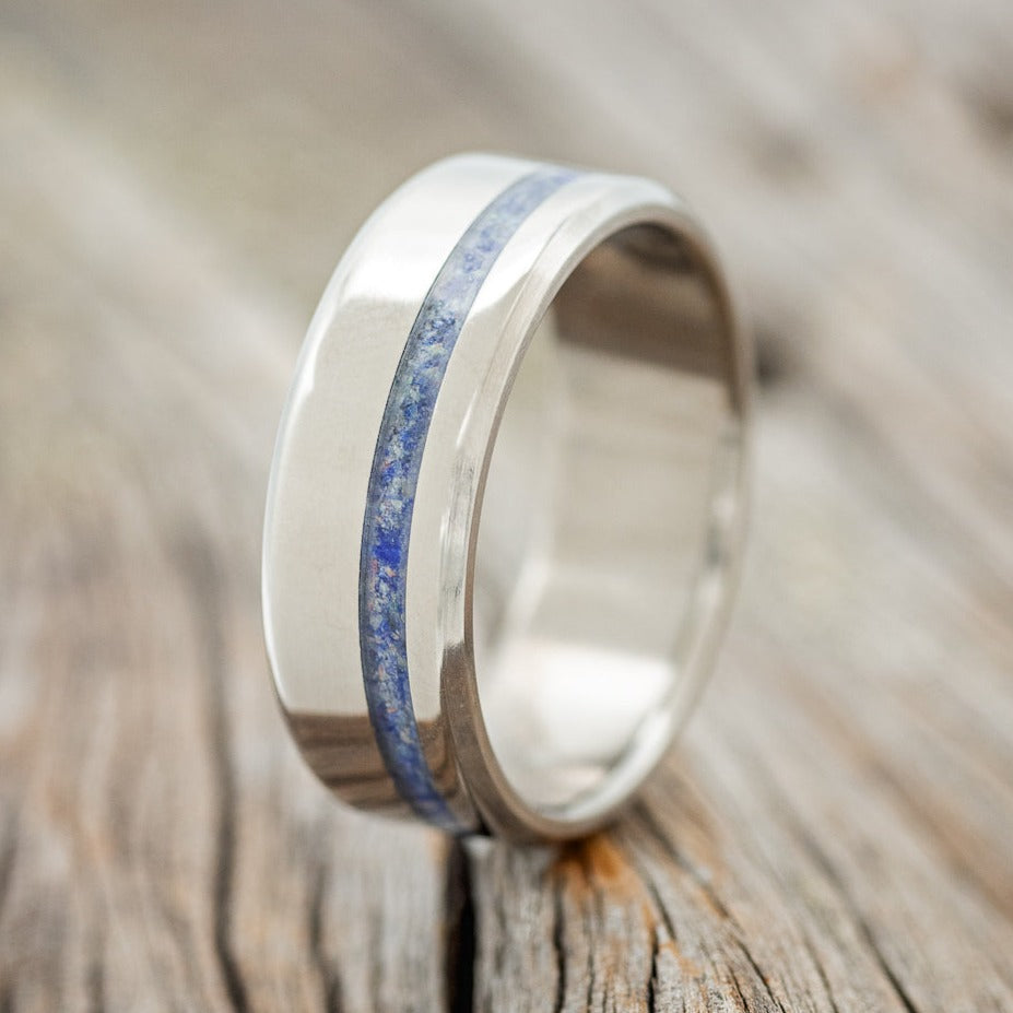 "VERTIGO" - WEDDING BAND WITH SINGLE INLAY-Staghead Designs