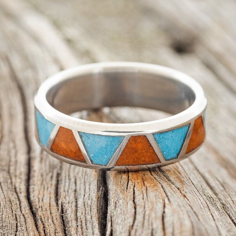 "POWELL" - TERRACOTTA & TURQUOISE WEDDING BAND-10