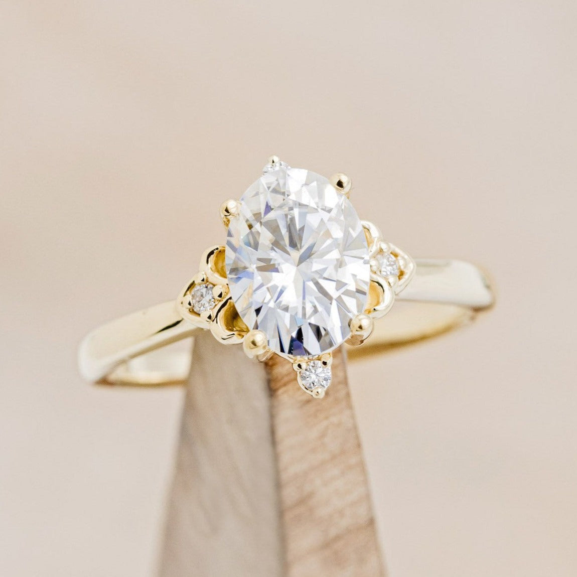 "ZELLA" - OVAL ENGAGEMENT RING WITH DIAMOND ACCENTS-6