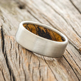 SPALTED MAPLE LINED WEDDING BAND WITH BRUSHED FINISH - TITANIUM - SIZE 8 3/4-2