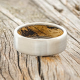 SPALTED MAPLE WOOD LINED WEDDING BAND WITH A BRUSHED FINISH - TITANIUM - SIZE 9 3/4-Staghead Designs