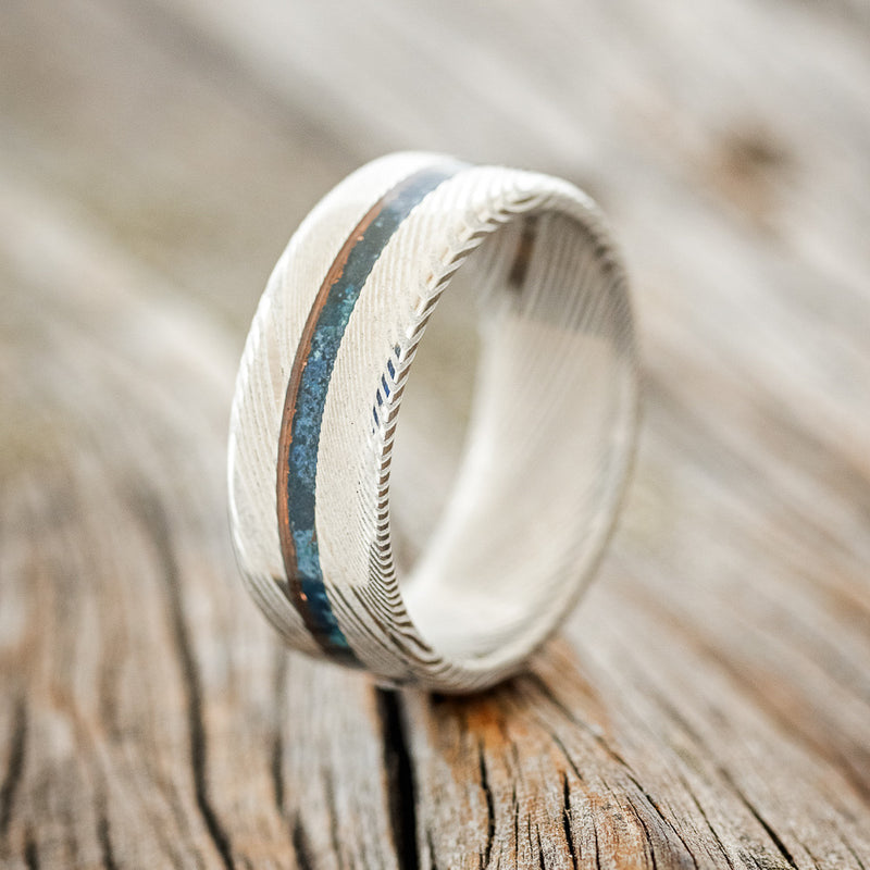 "NIRVANA" - CENTERED INLAY WEDDING BAND-Staghead Designs