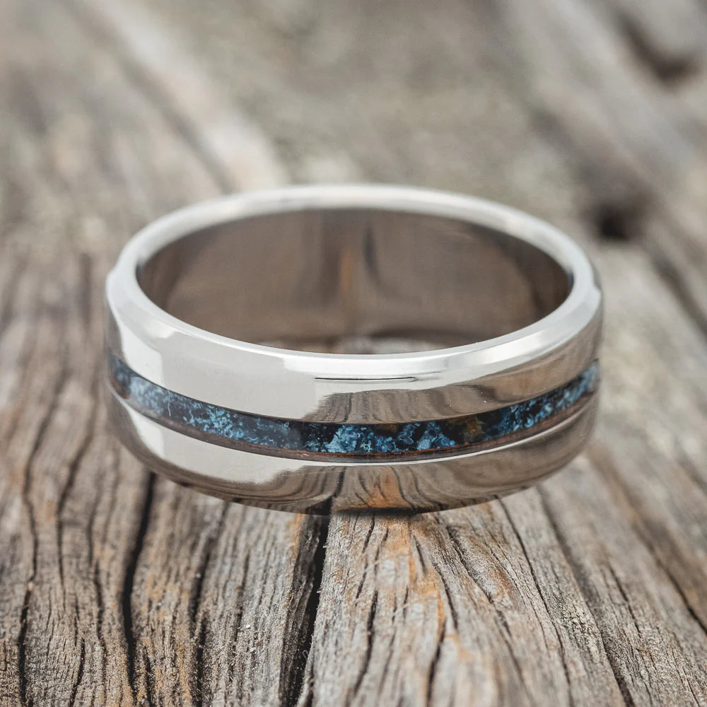 "NIRVANA" - CENTERED PATINA COPPER WEDDING BAND - TITANIUM - SIZE 14 1/2-Staghead Designs
