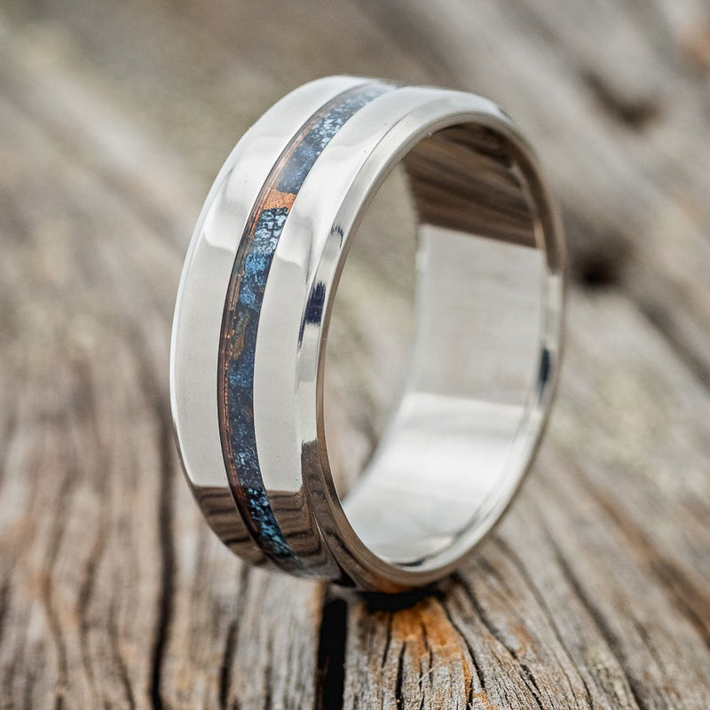 "NIRVANA" - CENTERED INLAY WEDDING BAND-Staghead Designs