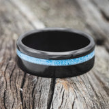 "VERTIGO" - TURQUOISE WEDDING RING - BLACK ZIRCONIUM - 7 1/4-3