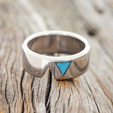 "VALENTINO" - TURQUOISE FILLED TRIANGLE WEDDING BAND-3