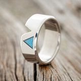 "VALENTINO" - TURQUOISE FILLED TRIANGLE WEDDING BAND-1