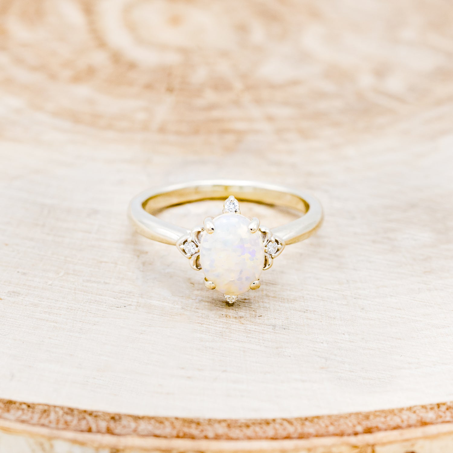 MATCHING SET OF "ZELLA" OPAL & "HELIOS" FIRE & ICE OPAL INLAY WEDDING RINGS-5