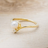 ROUND AKOYA PEARL ENGAGEMENT RING WITH DIAMOND ACCENT & DIAMOND TRACER-20