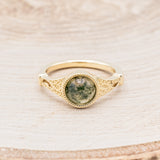 "SELENE" - ROUND CUT CENTER STONE ENGAGEMENT RING WITH FILIGREE AND CRESCENT MOON ACCENTS-Staghead Designs