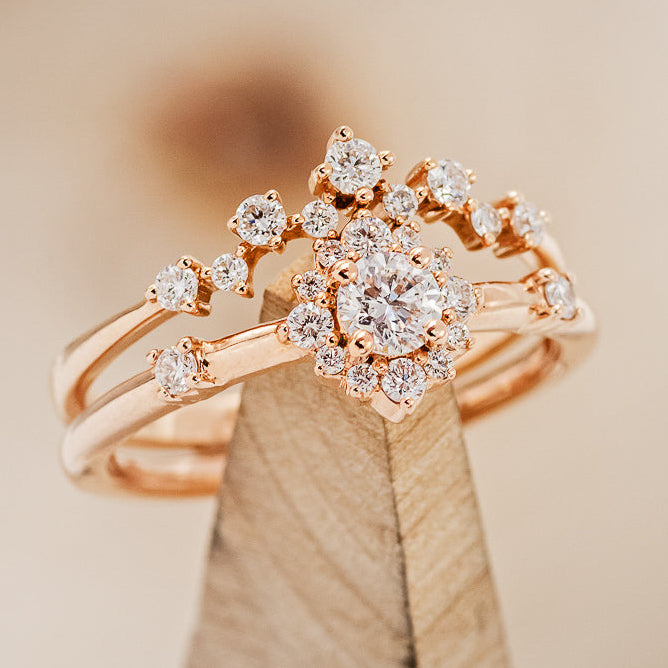 "STARLA" - ROUND CUT ENGAGEMENT RING WITH STARBURST DIAMOND HALO-20