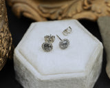 ROUND SALT & PEPPER DIAMOND EARRINGS WITH ACCENTS-Staghead Designs