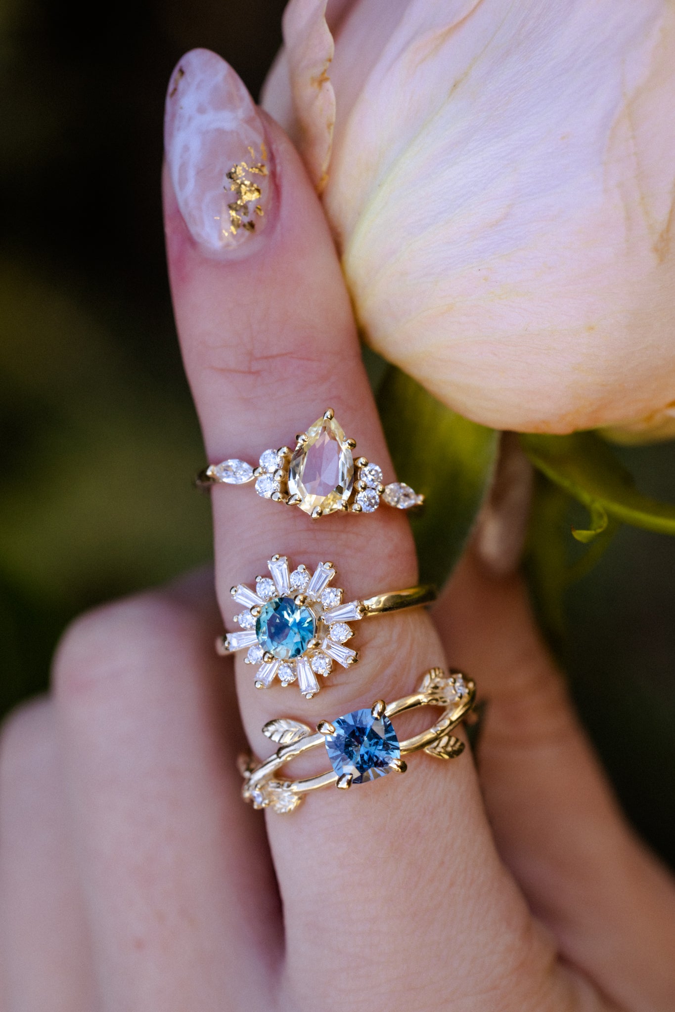 "SEREN" - ROUND CUT MONTANA SAPPHIRE ENGAGEMENT RING WITH DIAMOND HALO-21