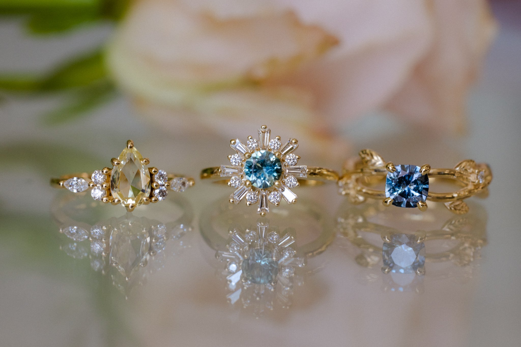 "SEREN" - ROUND CUT MONTANA SAPPHIRE ENGAGEMENT RING WITH DIAMOND HALO-23