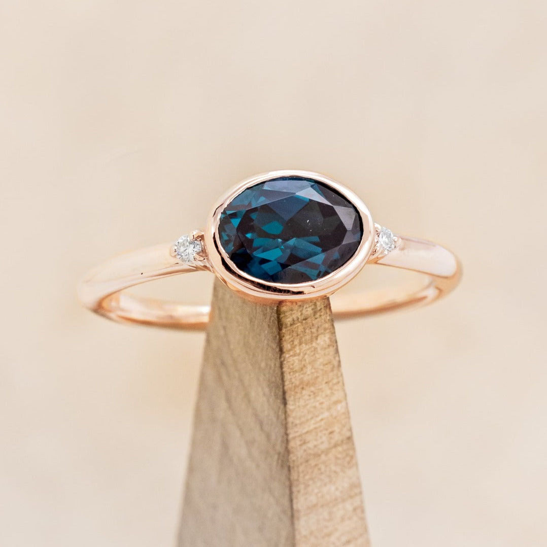 "SASI" - OVAL CUT ENGAGEMENT RING WITH DIAMOND ACCENTS-Staghead Designs