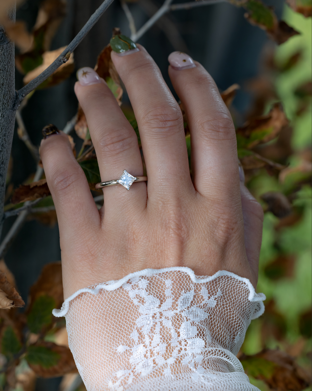"Quinn" - Point-Set Princess Cut Moissanite Solitaire Engagement Ring-Staghead Designs