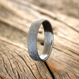 DOMED PROFILE WEDDING BAND WITH HAMMERED FINISH - BLACK ZIRCONIUM(6MM) - SIZE 14-Staghead Designs