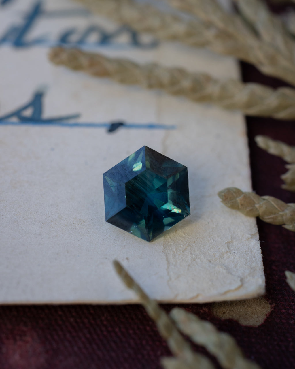 1.13ct 6.14x5.96x3.78mm Hexagon Cut Teal Australian Sapphire