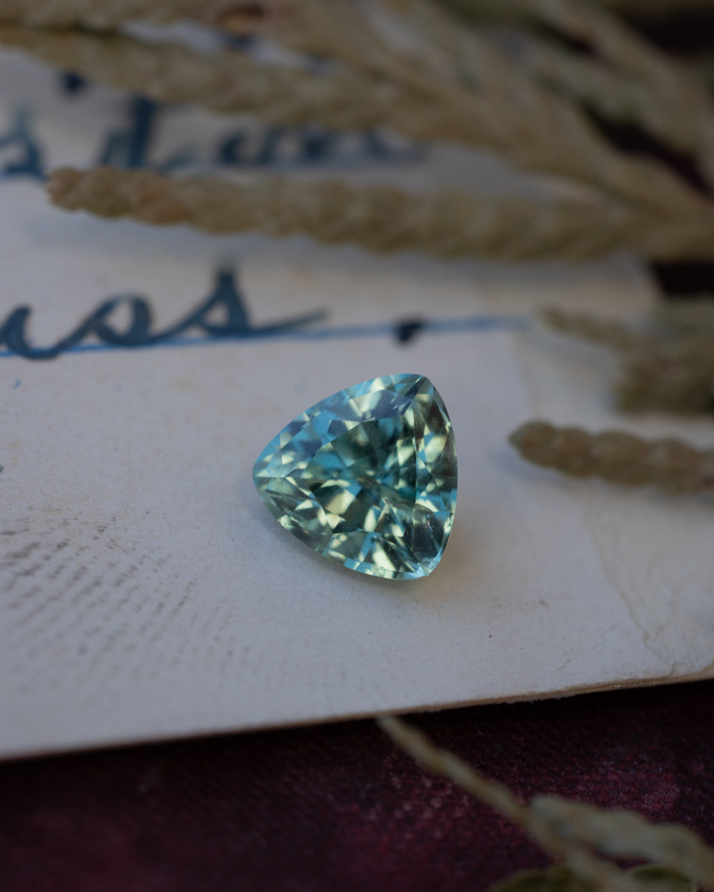 1.47ct 6.62x6.61x5.21mm Trillion Cut Natural Green Montana Sapphire