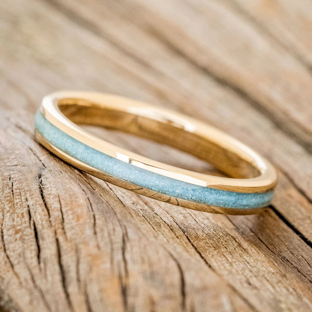 "Eterna" - Turquoise Stacking Band - 14K Yellow Gold (3mm) - Size 6 3/4-Staghead Designs