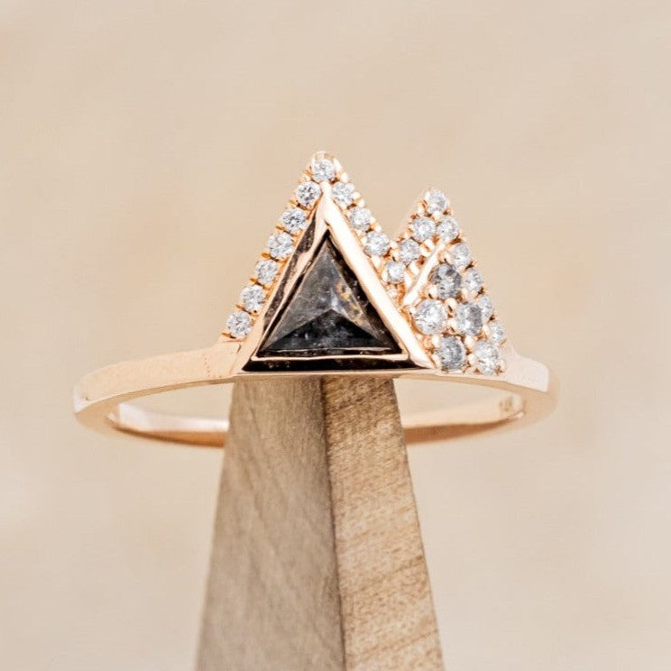 "TABEI" - TRIANGLE SALT & PEPPER DIAMOND MOUNTAIN ENGAGEMENT RING-1