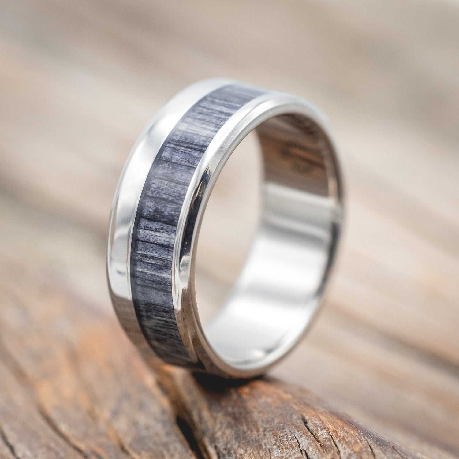 "TANNER" - GREY BIRCH WOOD WEDDING RING-Staghead Designs