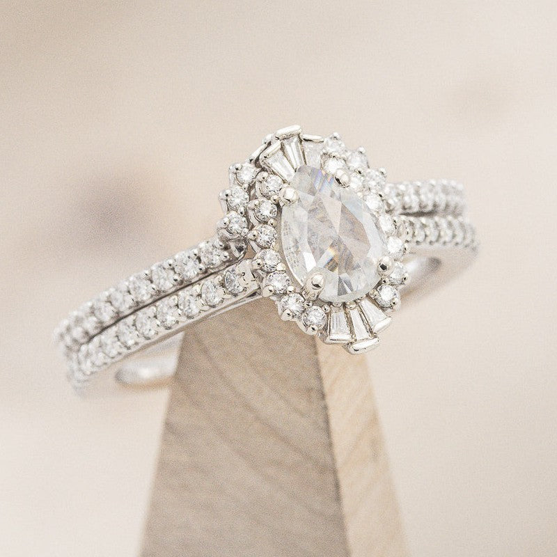 "THEIA" - PEAR-SHAPED MOISSANITE ENGAGEMENT RING WITH DIAMOND TRACER-1