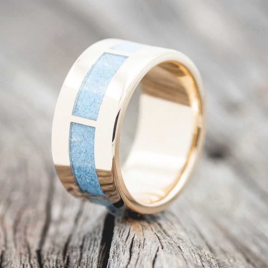 "THOR" - TURQUOISE WEDDING RING FEATURING A 14K GOLD BAND-1