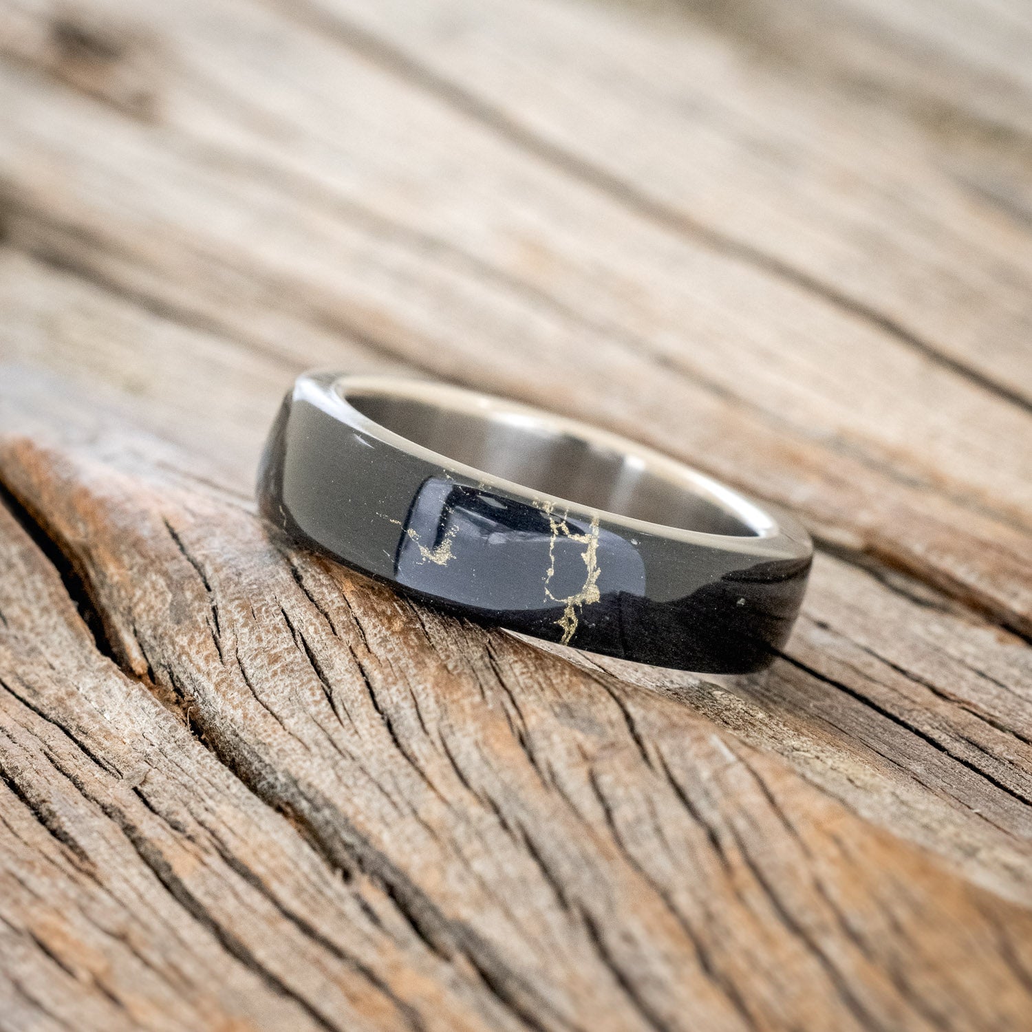 "HAVEN" - BLACK & GOLD MATRIX TRUSTONE WEDDING BAND-2