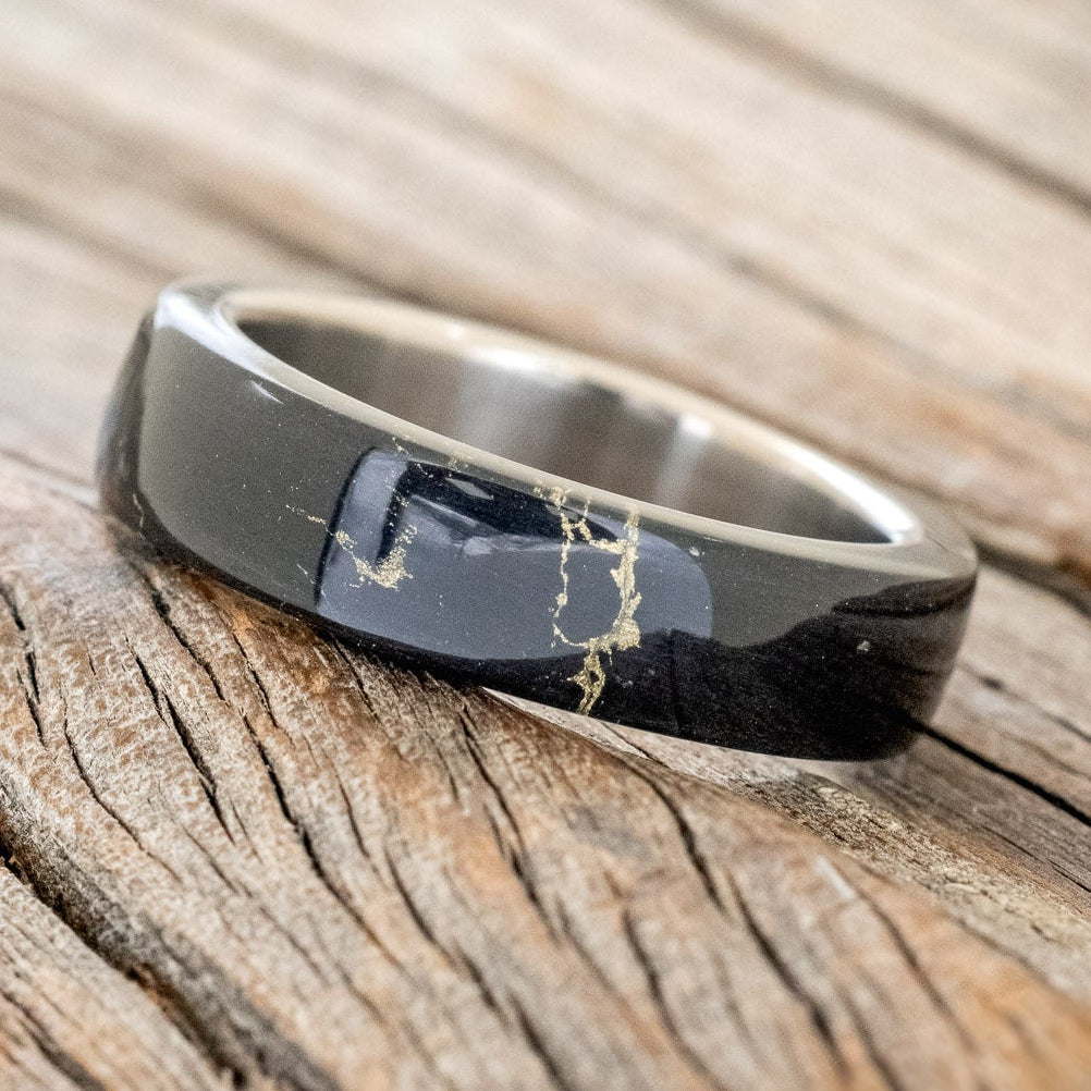 "Haven" - Black & Gold Matrix TruStone Wedding Band-Staghead Designs