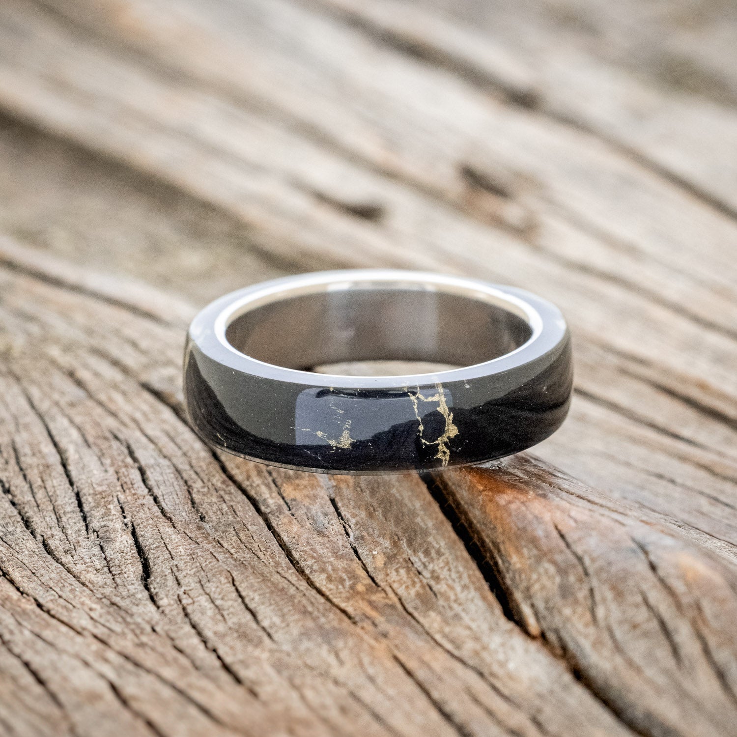 "HAVEN" - BLACK & GOLD MATRIX TRUSTONE WEDDING BAND-3
