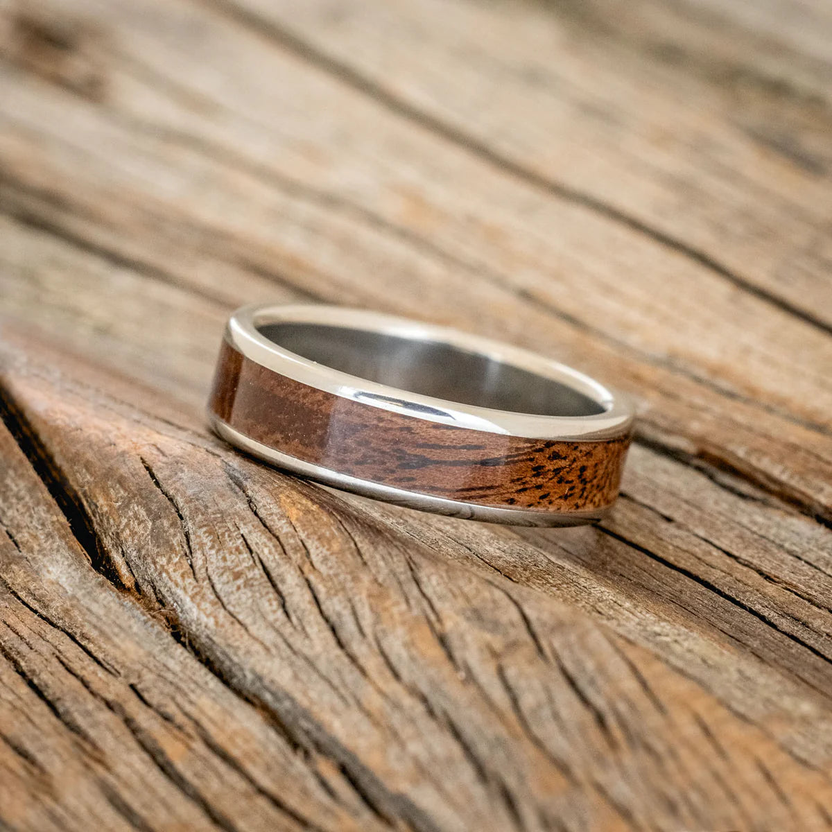 "RAINIER" - KOA WOOD WEDDING RING - TITANIUM (6MM) - SIZE 12-Staghead Designs