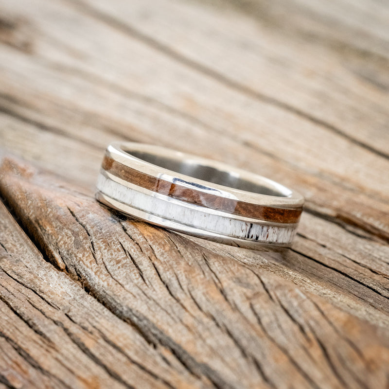 "RAPTOR" - IRONWOOD & ANTLER WEDDING BAND-2